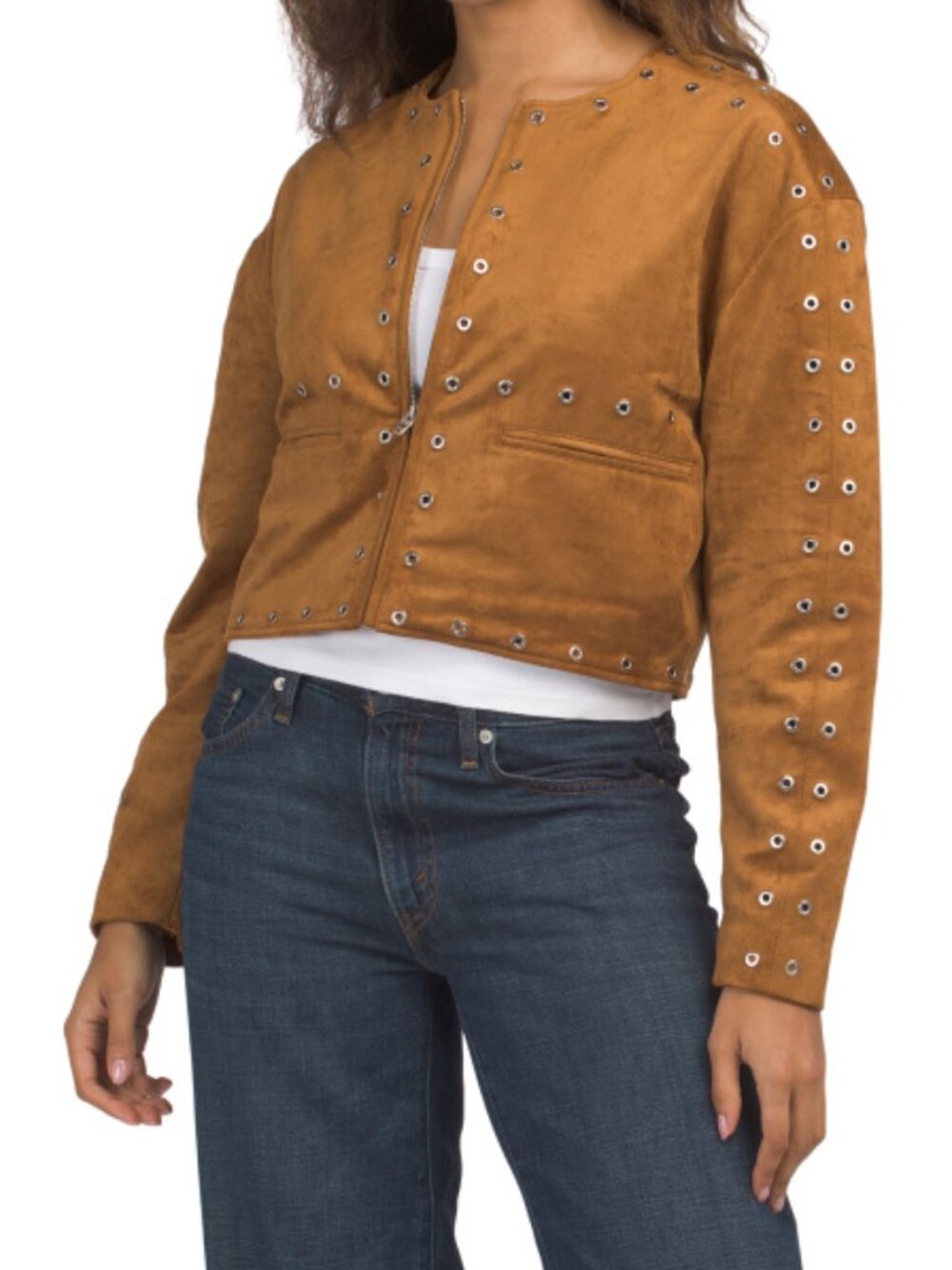 BLANK NYC Faux Suede Grommet Jacket